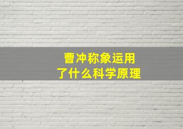 曹冲称象运用了什么科学原理