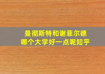 曼彻斯特和谢菲尔德哪个大学好一点呢知乎