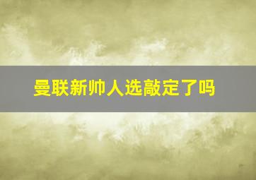 曼联新帅人选敲定了吗