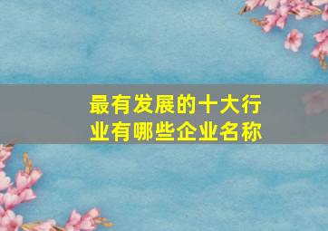 最有发展的十大行业有哪些企业名称