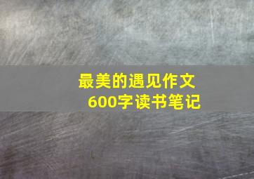 最美的遇见作文600字读书笔记