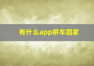 有什么app拼车回家