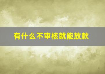 有什么不审核就能放款