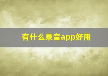 有什么录音app好用