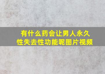 有什么药会让男人永久性失去性功能呢图片视频