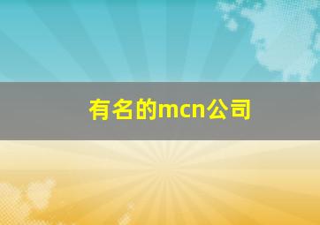 有名的mcn公司