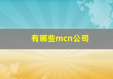 有哪些mcn公司