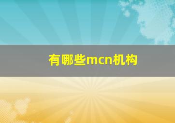 有哪些mcn机构