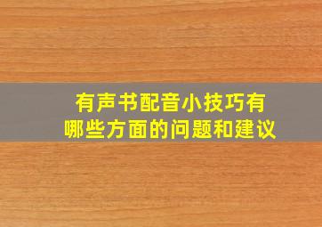 有声书配音小技巧有哪些方面的问题和建议