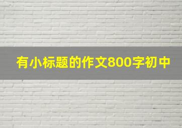 有小标题的作文800字初中