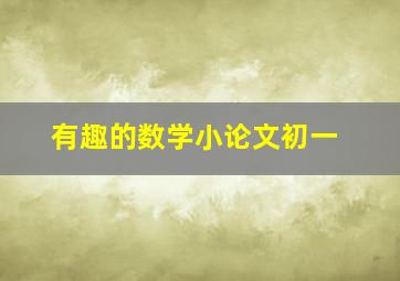 有趣的数学小论文初一