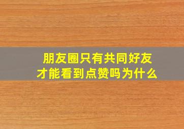 朋友圈只有共同好友才能看到点赞吗为什么