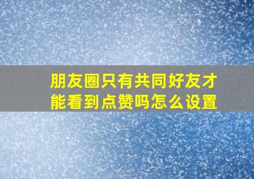 朋友圈只有共同好友才能看到点赞吗怎么设置