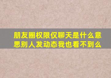 朋友圈权限仅聊天是什么意思别人发动态我也看不到么