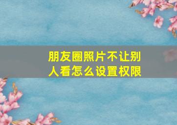 朋友圈照片不让别人看怎么设置权限