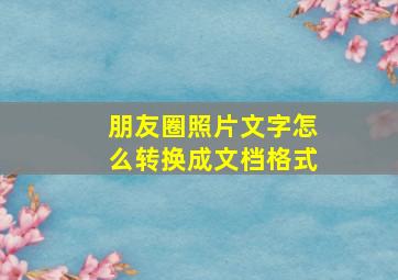 朋友圈照片文字怎么转换成文档格式