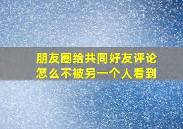 朋友圈给共同好友评论怎么不被另一个人看到