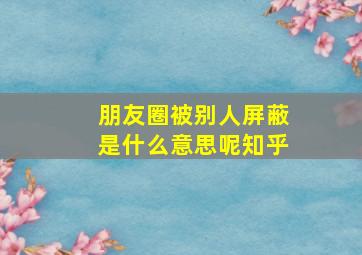 朋友圈被别人屏蔽是什么意思呢知乎