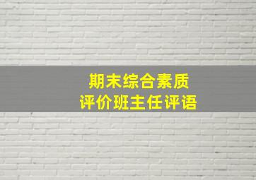 期末综合素质评价班主任评语