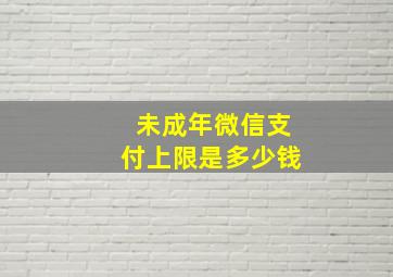 未成年微信支付上限是多少钱