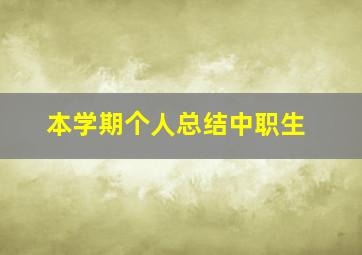 本学期个人总结中职生