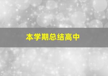 本学期总结高中