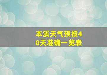 本溪天气预报40天准确一览表