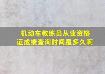 机动车教练员从业资格证成绩查询时间是多久啊