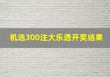 机选300注大乐透开奖结果