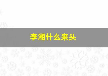 李湘什么来头