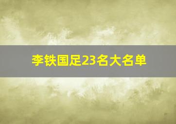 李铁国足23名大名单