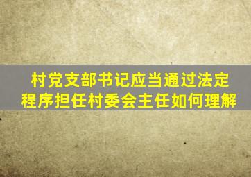 村党支部书记应当通过法定程序担任村委会主任如何理解