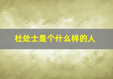 杜处士是个什么样的人