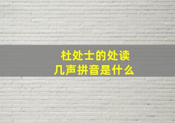 杜处士的处读几声拼音是什么