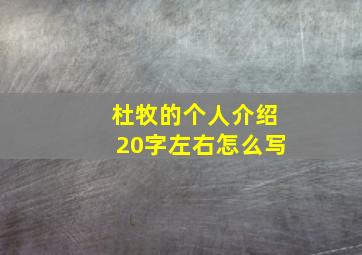 杜牧的个人介绍20字左右怎么写