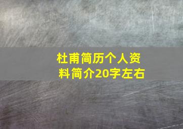 杜甫简历个人资料简介20字左右