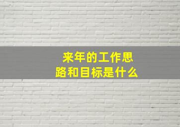 来年的工作思路和目标是什么