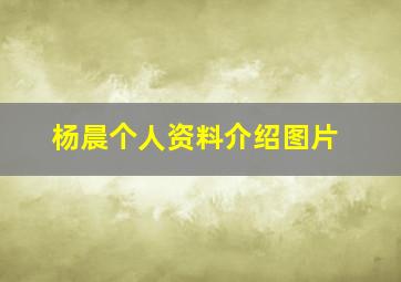 杨晨个人资料介绍图片