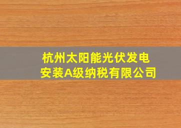 杭州太阳能光伏发电安装A级纳税有限公司