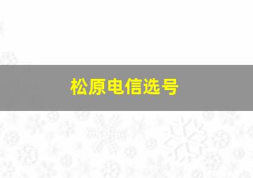 松原电信选号