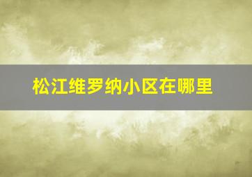 松江维罗纳小区在哪里