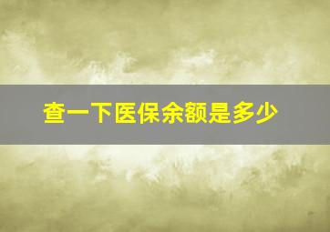 查一下医保余额是多少