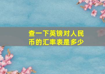 查一下英镑对人民币的汇率表是多少