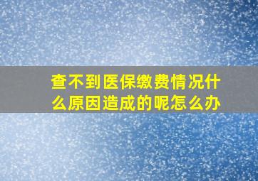 查不到医保缴费情况什么原因造成的呢怎么办