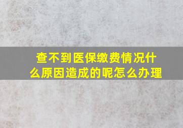 查不到医保缴费情况什么原因造成的呢怎么办理