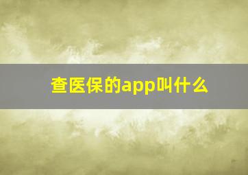 查医保的app叫什么