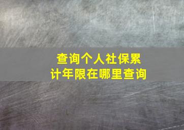 查询个人社保累计年限在哪里查询