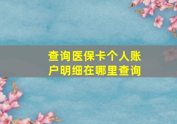 查询医保卡个人账户明细在哪里查询