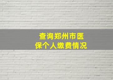 查询郑州市医保个人缴费情况