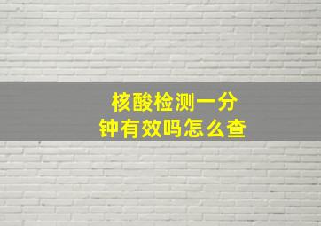 核酸检测一分钟有效吗怎么查